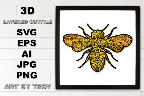 3D Bee Mandala: Graphics for Crafts