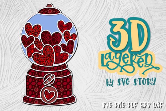 3D Candy Machine SVG for Laser Cutting & Valentine's Day