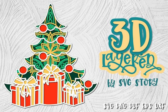3D Christmas Tree SVG for Laser Cutting & Winter
