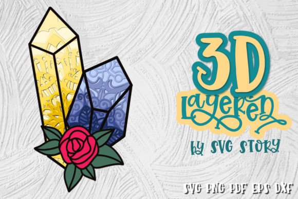 3D Gemstones 01 Layered SVG Design for Laser Cutting Wall Decor
