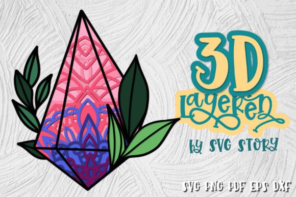 3D Gemstones 02 Layered SVG Design for Laser Cutting & Wall Decor
