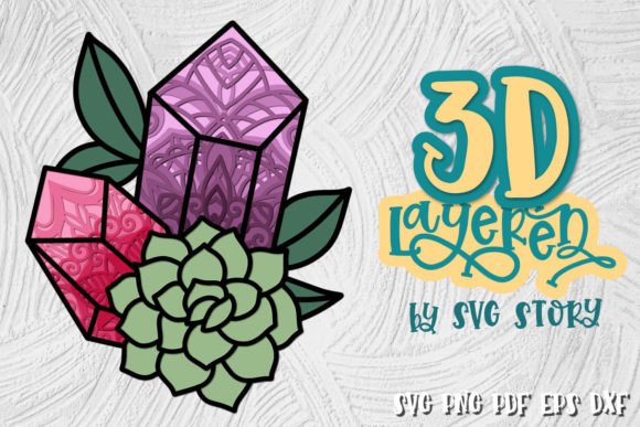 3D Gemstones 03 Layered SVG Design for Laser Cutting