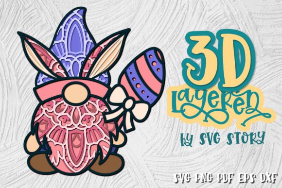 3D Gnome Easter Layered SVG for Laser Cutting