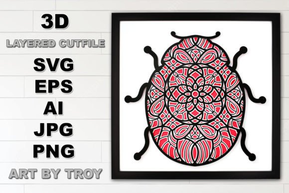3D Lady Bug Mandala SVG for Shadow Boxes