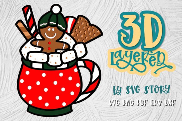3D Layered Christmas Cocoa 05 Design for Laser Cutting