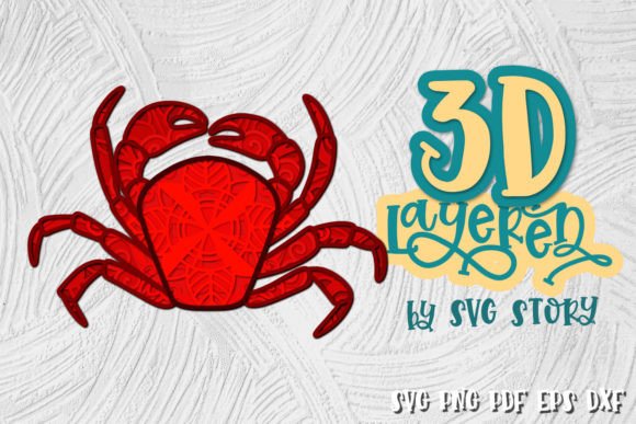 3D Layered Crab Nautical SVG for Laser Cutting