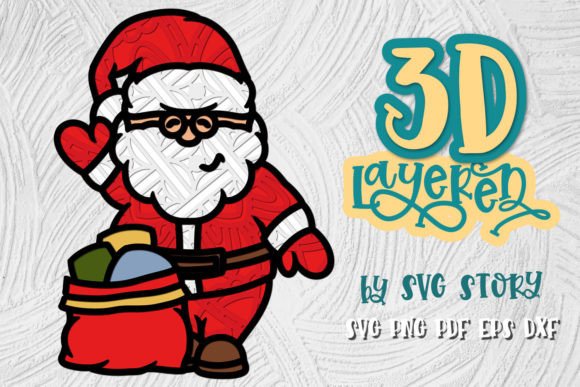 3D Layered Santa 05 Christmas Design: Festive 3D SVG for Seasonal Branding