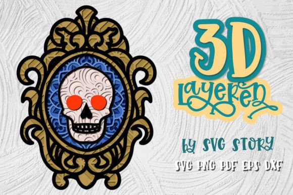 3D Layered Skull Halloween Design for Laser Cutting