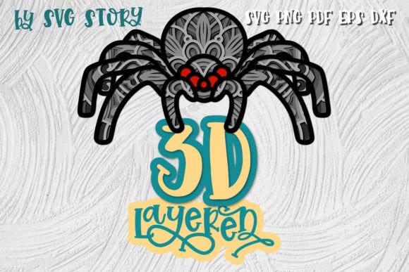 3D Layered Spider Halloween Design for Laser Cutting