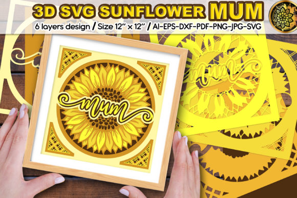 3D SVG Sunflower MUM Layered Cut Files for Shadow Box Designs