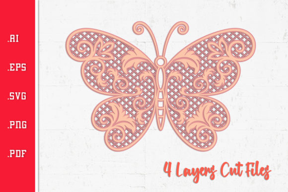 Butterfly - 3D Layered SVG Cut Files V2: Elevating Brand Identity with Delicate Sophistication