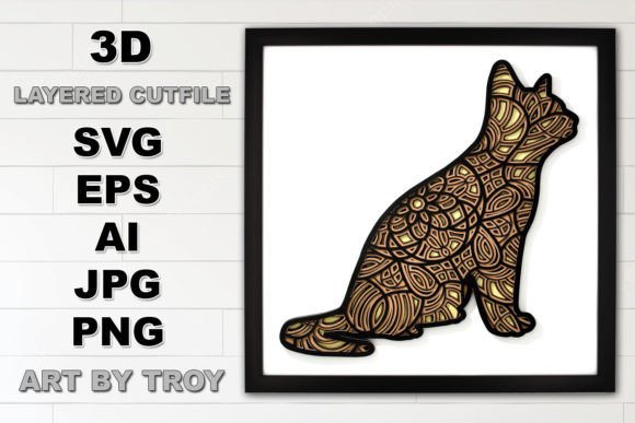 Cat Mandala Layered SVG: Graphics for Crafts