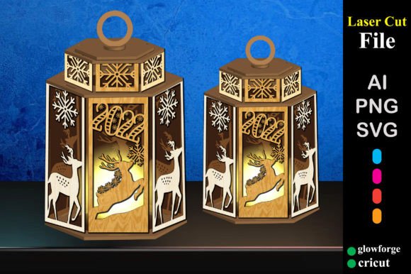 Christmas Deer Lampshade Lantern 3D SVG: Festive Craft Design for Real Makers