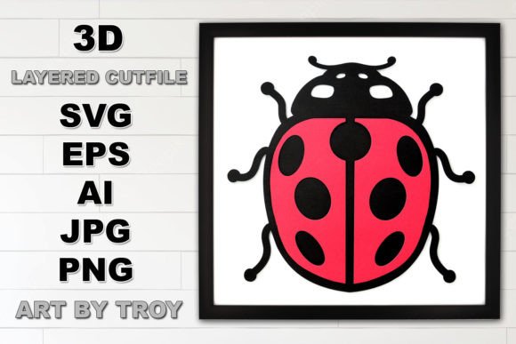 Lady Bug 3D Layered SVG for Crafts & Graphics